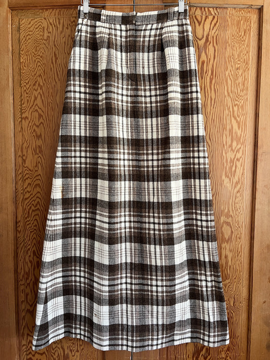 Wool Plaid Maxi Hight Waist Skirt