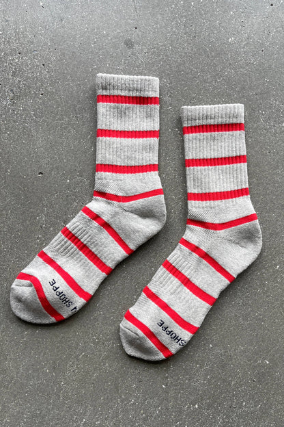 Striped Boyfriend Socks Flax Stripe